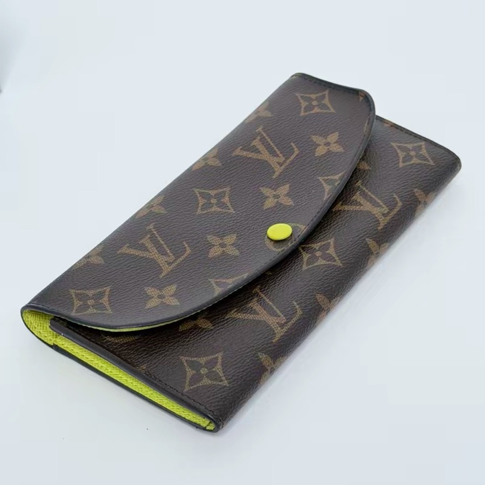 Pre Owned Louis Vuitton Monogram Canvas Wallet with Acid Yellow Accent - Picture 3 of 5